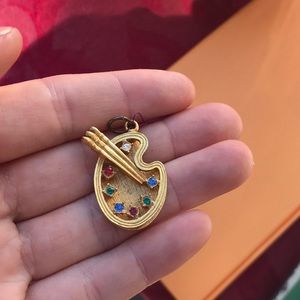 Rhinestone Vintage Artist Pallet Charm 4 Necklace